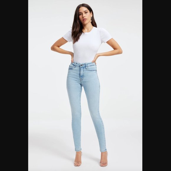 New Good American Good Legs skinny high rise distressed light wash ankle jean - Picture 2 of 15